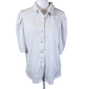 Carolyn Taylor Woman's Blouse‎ Size XL White Cottage Core Peasant Embroidery